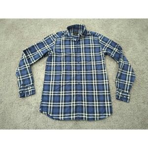Massimo Dutti Button Up Shirt Mens M Blue Plaid Long Sleeve Casual